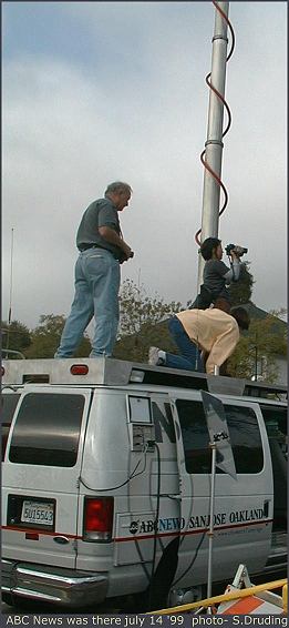 ABC van covering demonstration for 6 pm live news