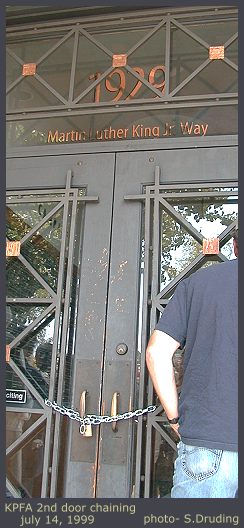 Front door with chain - Martin Luther King Jr address an irony