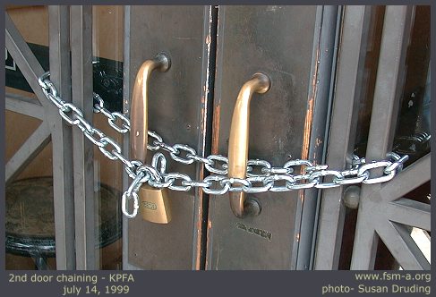 close up of 2nd door chain at KPFA