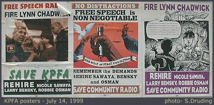 Posters on wall near front door of KPFA