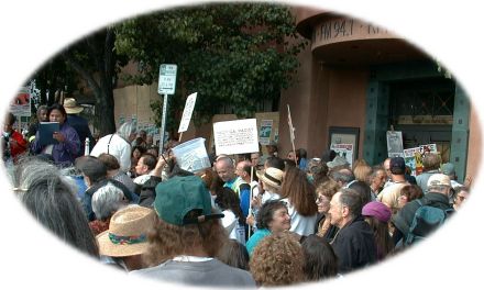 Crowd of supporters in front of KPFA July 14, 1999  6pm