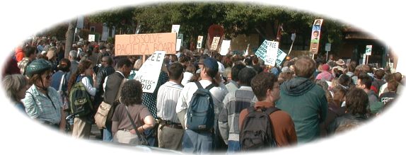 Crowd of supporters outside KPFA - july 14, 1999 