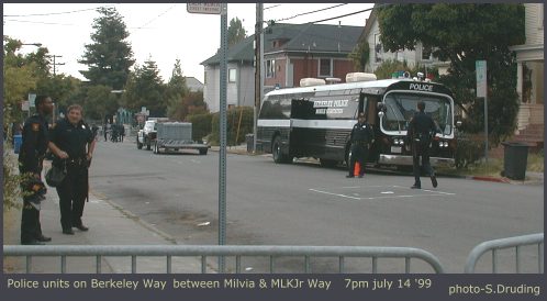 Police and mobile van on Berkeley Way - july 14, 1999