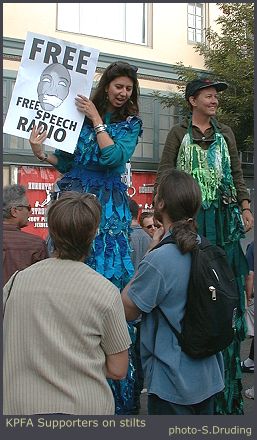 KPFA Supporters on stilts